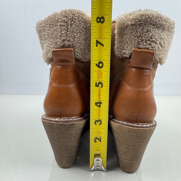 Rouge‎ Women Size 8.5 Brown Faux Leather Wedge Ankle Boots Lace Up Side Zip - Picture 6 of 14